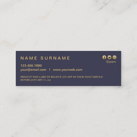 Moderne geometrische kaart met minikaart voor mini mini visitekaartje (Achterkant)