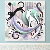 Moderne geometrische katten - Abstracte canvaskuns Canvas Afdruk (Insitu (Houten vloer))