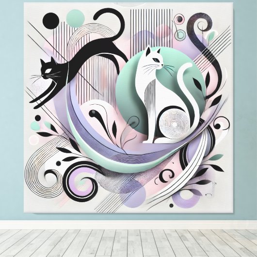 Moderne geometrische katten - Abstracte canvaskuns Canvas Afdruk (Insitu (Houten vloer))