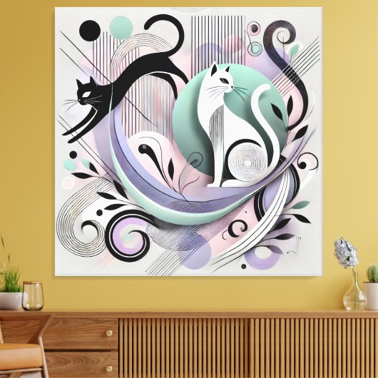 Moderne geometrische katten - Abstracte canvaskuns Canvas Afdruk (Insitu (Woonkamer))