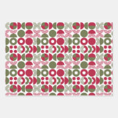 Moderne Geometrische Kerst Groen en Rood Inpakpapier Vel (Voorkant)