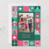 Moderne Geometrische Kerst Iconen Foto Feestdagenkaart (Voorkant)