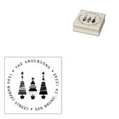 Moderne geometrische kerstbomen retouradres rubberstempel (Gestempeld)