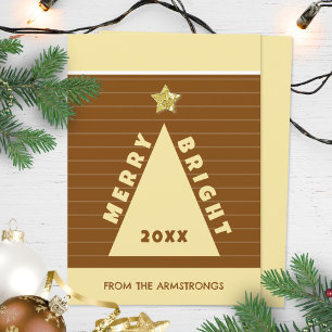 Moderne Geometrische Kerstboom Chocolate Bruin Feestdagenkaart