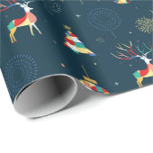 Moderne geometrische kerstboom rendier cadeaupapier (Rol Hoek)