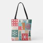 Moderne geometrische kerstfeestelijke Feestdagen Tote Bag (Achterkant)