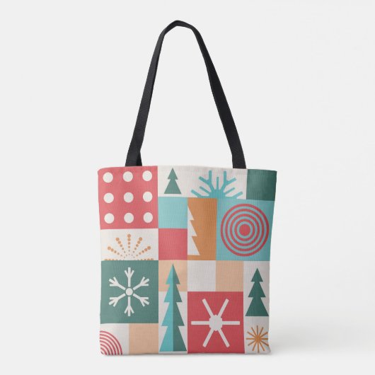 Moderne geometrische kerstfeestelijke Feestdagen Tote Bag (Achterkant)