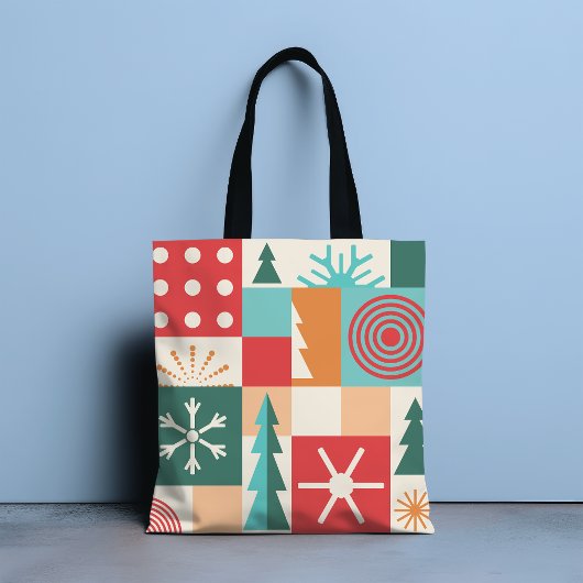 Moderne geometrische kerstfeestelijke Feestdagen Tote Bag