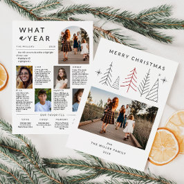Moderne geometrische kerstfotojaar in Review Feestdagenkaart