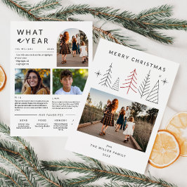 Moderne geometrische kerstfotojaar in Review Feestdagenkaart