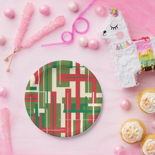 Moderne Geometrische Kerstmis, midden eeuw Abstrac Papieren Bordje (Feest)