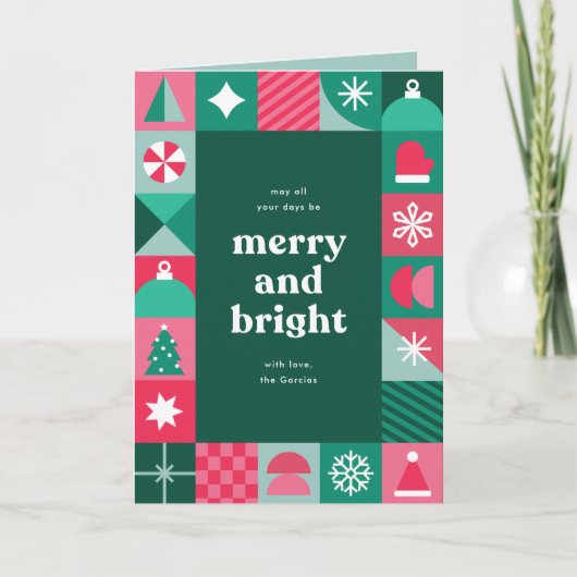 Moderne geometrische kerstpictogrammen Groeten Feestdagen Kaart (Voorkant)