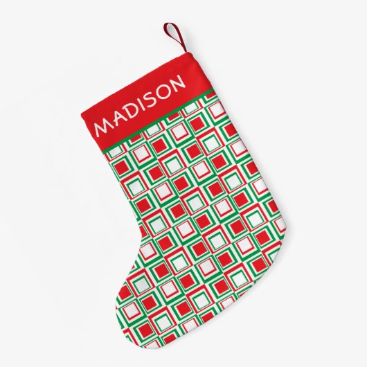 Moderne geometrische kerstvakantie gepersonaliseer kleine kerstsok (Achterkant (Hangend))