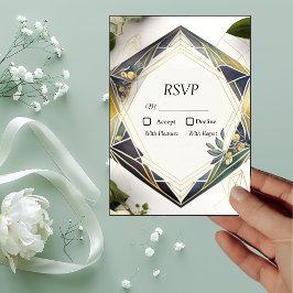 Moderne Geometrische Kleine Bloemen RSVP Kaarten Kaartje