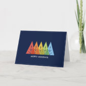 Moderne geometrische kleur overlappende kerstfoto feestdagen kaart (Voorkant)