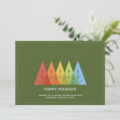 Moderne geometrische kleur overlappende kerstfoto feestdagenkaart (Staand voorkant)