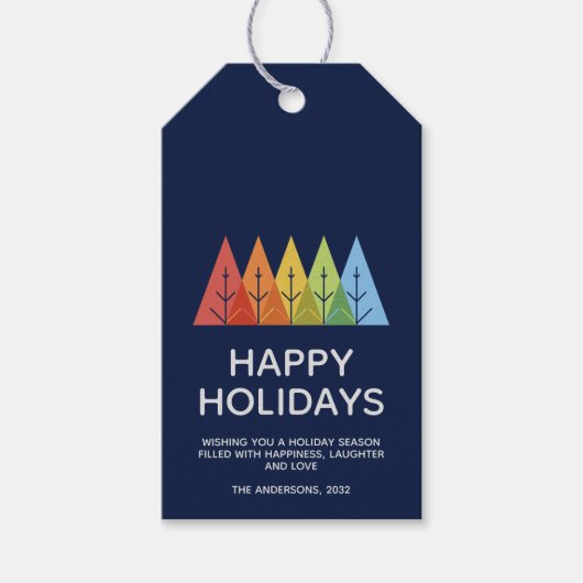 Moderne geometrische kleur overlappende Kerstmis Cadeaulabel (Voorkant)