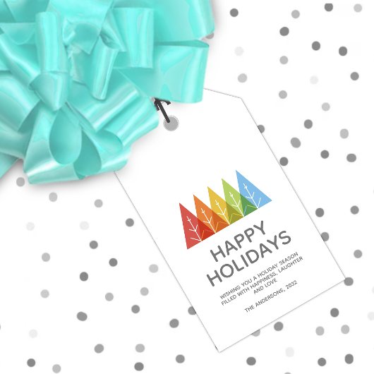 Moderne geometrische kleur overlappende Kerstmis Cadeaulabel