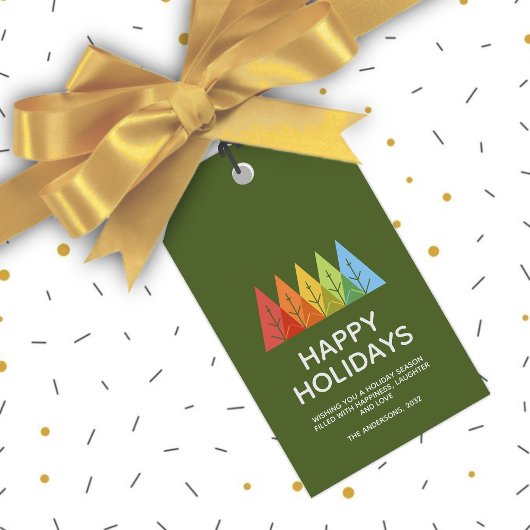 Moderne geometrische kleur overlappende Kerstmis Cadeaulabel