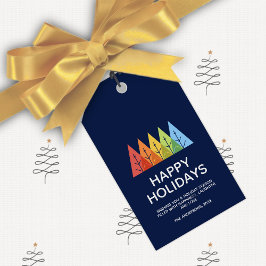 Moderne geometrische kleur overlappende Kerstmis Cadeaulabel