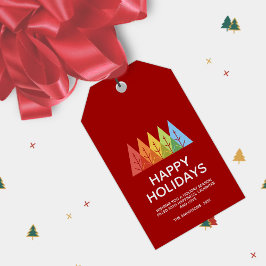 Moderne geometrische kleur overlappende Kerstmis Cadeaulabel