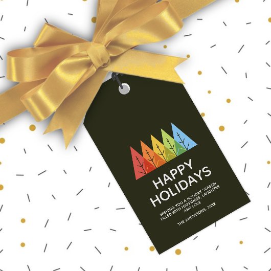 Moderne geometrische kleur overlappende Kerstmis Cadeaulabel