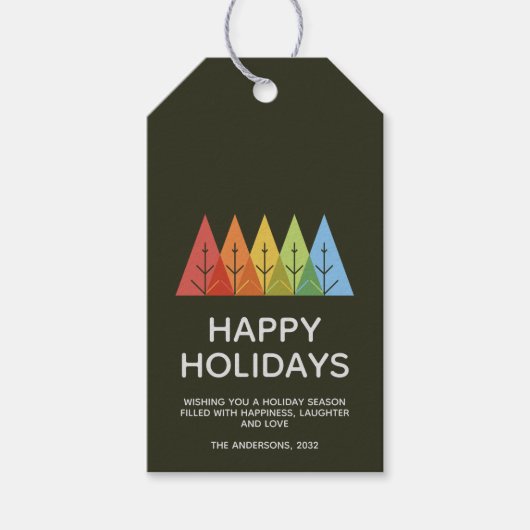 Moderne geometrische kleur overlappende Kerstmis Cadeaulabel (Voorkant)