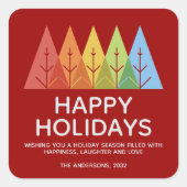 Moderne geometrische kleur overlappende Kerstmis Vierkante Sticker (Voorkant)