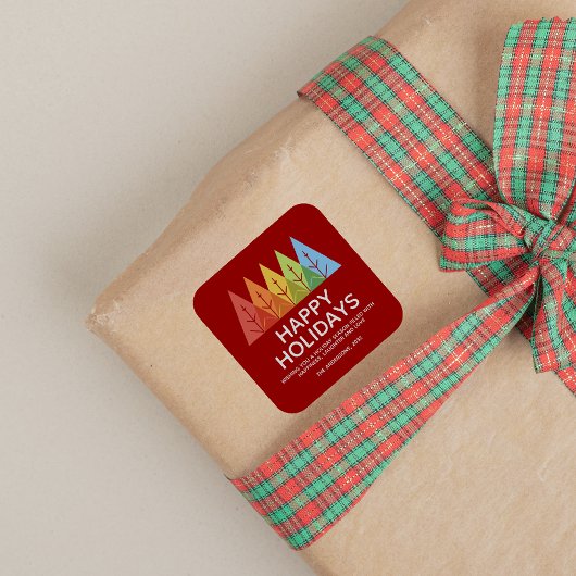 Moderne geometrische kleur overlappende Kerstmis Vierkante Sticker