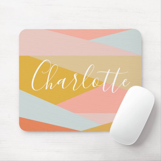 Moderne Geometrische kleurenblok Aangepast deelstu Muismat (Met muis)