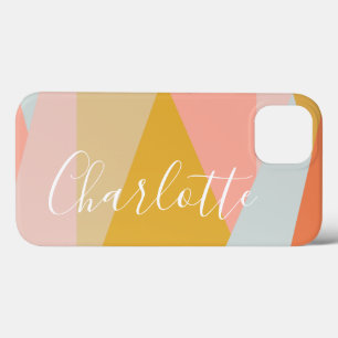 Moderne geometrische kleurenblok Persoonlijk koraa Case-Mate iPhone Case