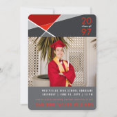 Moderne geometrische kleurenblokken Geo-foto-Afstu Aankondiging (Voorkant)