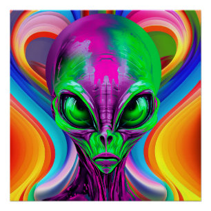 Moderne Geometrische Kleurrijke Alien Perfect Poster