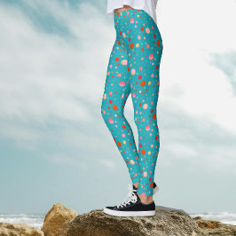 Moderne geometrische kleurrijke cirkels op turquoi leggings
