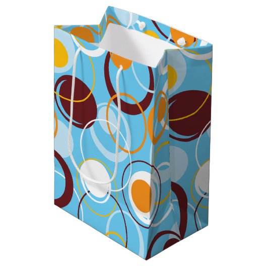 Moderne geometrische kleurrijke cirkels vormpatroo medium cadeauzakje (Voorkant Gekanteld)