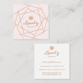 Moderne Geometrische Koper & Bloemen Roos bruiloft Vierkante Visitekaartje (Voorkant / Achterkant)