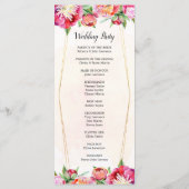 Moderne geometrische koraal rode pioen bruiloft ce programmakaart (Achterkant)