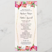 Moderne geometrische koraal rode pioen bruiloft ce programmakaart (Voorkant)