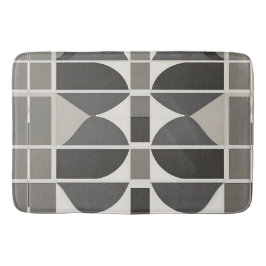 Moderne geometrische krommen in grijs en wit badmat