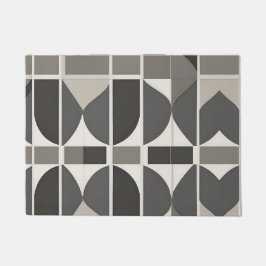 Moderne geometrische krommen in grijs en wit deurmat