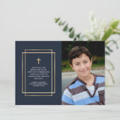 Moderne Geometrische kruisfoto-mededeling Hartelij Bedankkaart (Staand voorkant)