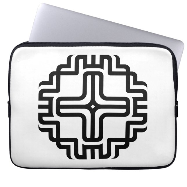 Moderne Geometrische Kruislijn Kunst Laptop Sleeve (Voorkant)