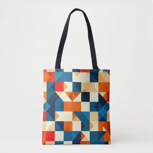 🟦 Moderne Geometrische Kunst Dagelijks Tote Bag (Voorkant)