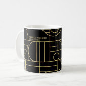 Moderne geometrische kunst Deco Faux Gold/Black Koffiemok (Voorkant links)