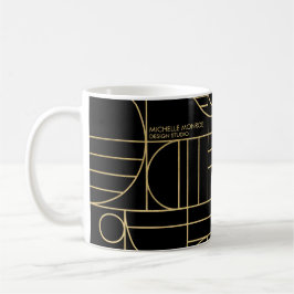 Moderne geometrische kunst Deco Faux Gold/Black Koffiemok