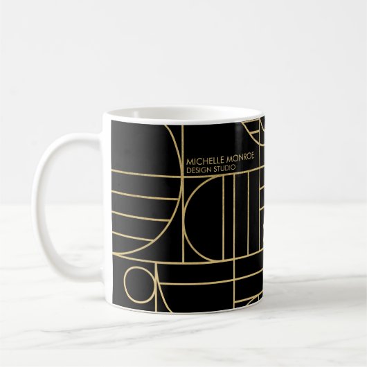 Moderne geometrische kunst Deco Faux Gold/Black Koffiemok (Links)