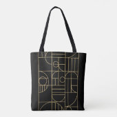 Moderne geometrische kunst Deco Faux Gold/Black Tote Bag (Achterkant)