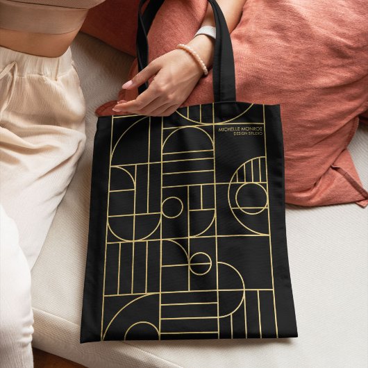 Moderne geometrische kunst Deco Faux Gold/Black Tote Bag