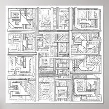 Moderne Geometrische Kunst: Digitaal Blokpatroon