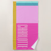 Moderne Geometrische kunst Gepersonaliseerd Blauw  Strandlaken (Voorkant)